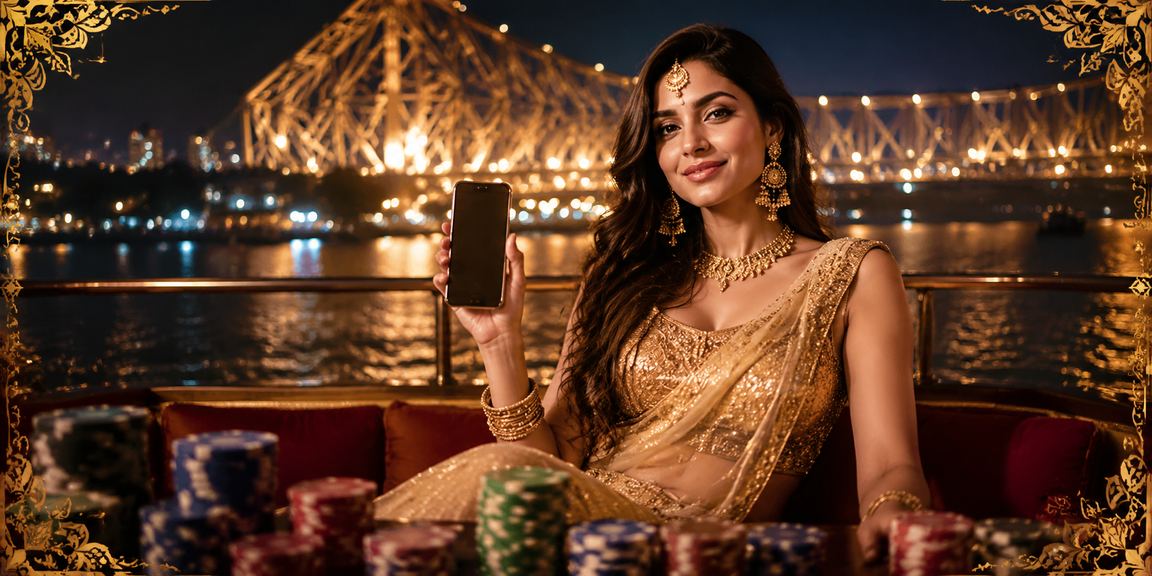 Colorful casino app on mobile with traditional Indian decoration